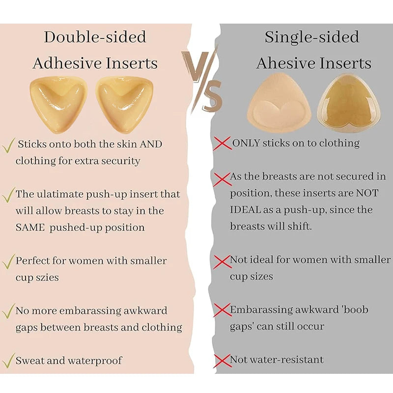 Double Both Sided Sticky Push up Bra Inserts Reusable Adhesive Ultra Breast Lift Padding Insert Cup Enhancer Pads